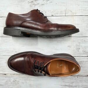 Polo Ralph Lauren Derby Men 8D Brown Asher Captoe Cow Leather Lace Up Discolored